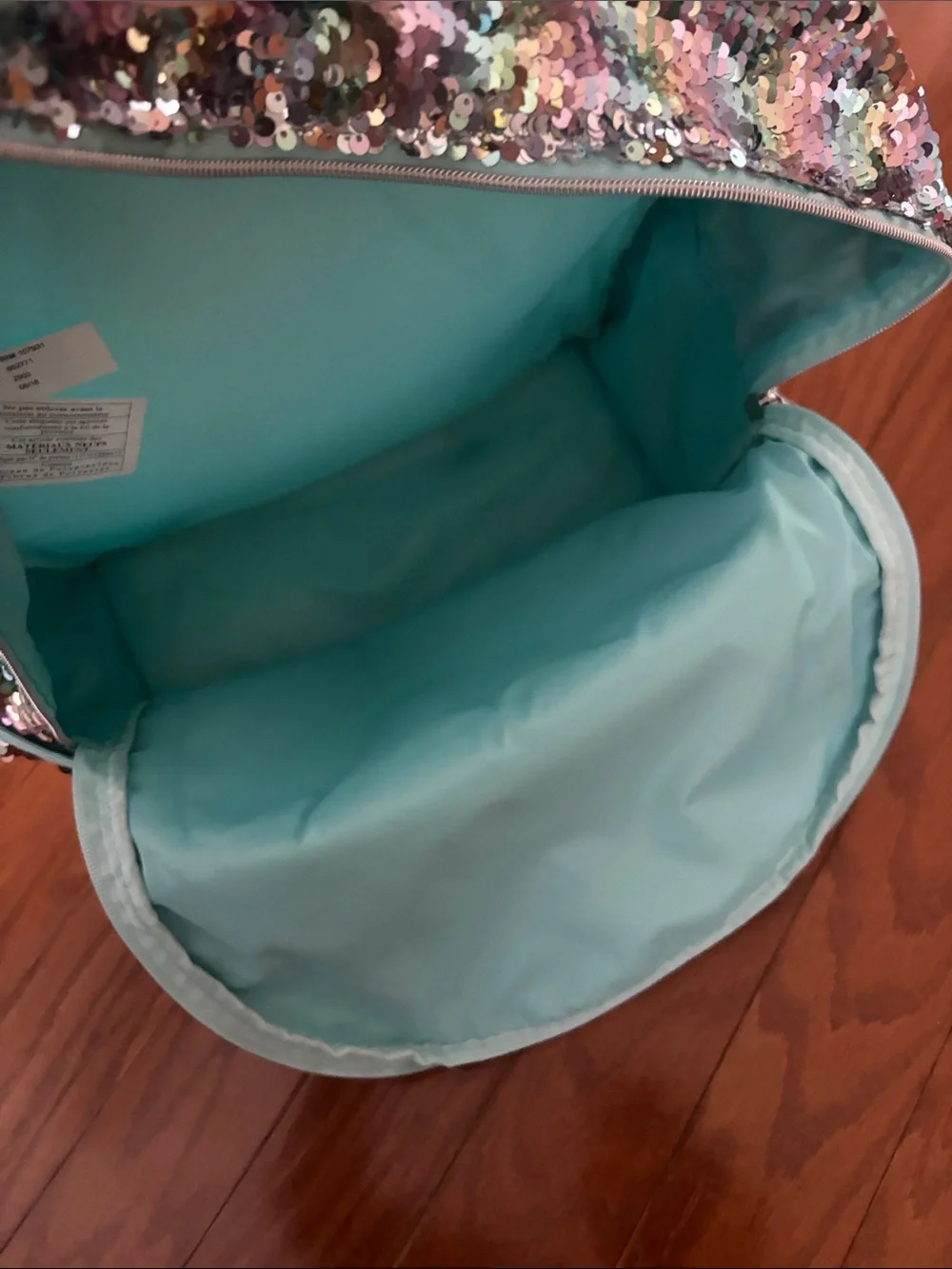 Justice Sequin Unicorn Backpack - Aqua & Silver